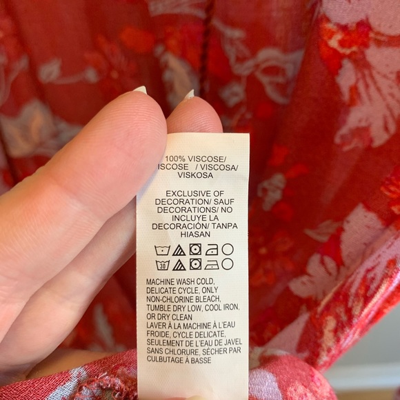 Lucky Brand Boho Red Floral Peasant Top - Picture 8 of 8